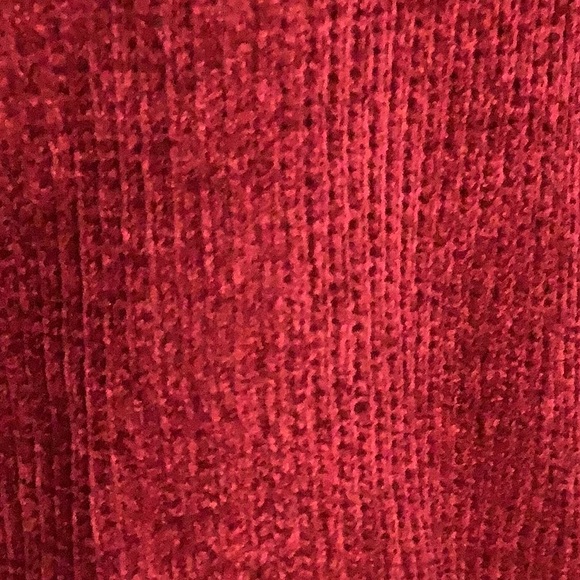 Lisa International Red Faux Fur Collar Chenille Sweater Jacket EUC Size L - Picture 6 of 10